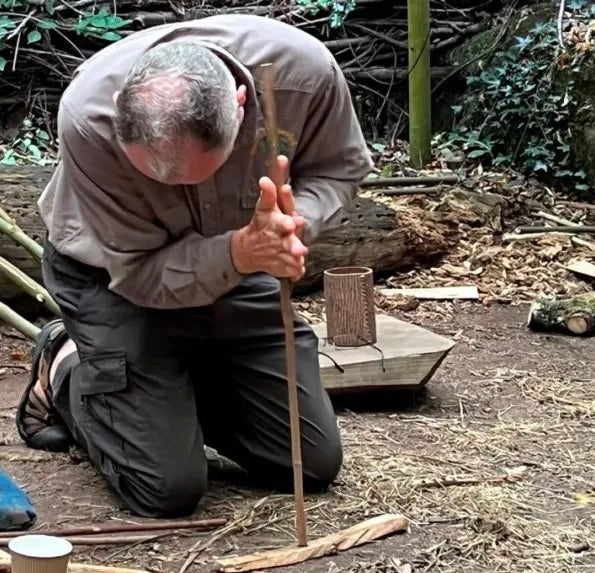 Masterclass 2026: Master Hand Drill Friction Fire lighting with Dave Watson of Woodland Survival Crafts @ 1pm Saturday